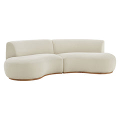 Rialta Ecru 2 Piece Curved Slub Weave Fabric Sectional Sofa - Ornate Home