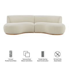 Rialta Ecru 2 Piece Curved Slub Weave Fabric Sectional Sofa - Ornate Home