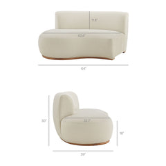 Rialta Ecru 3 Piece Curved Slub Weave Fabric Sectional Sofa - Ornate Home