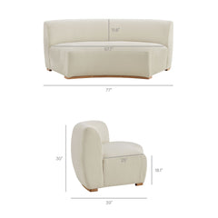 Rialta Ecru 3 Piece Curved Slub Weave Fabric Sectional Sofa - Ornate Home