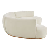 Rialta Ecru 3 Piece Curved Slub Weave Fabric Sectional Sofa