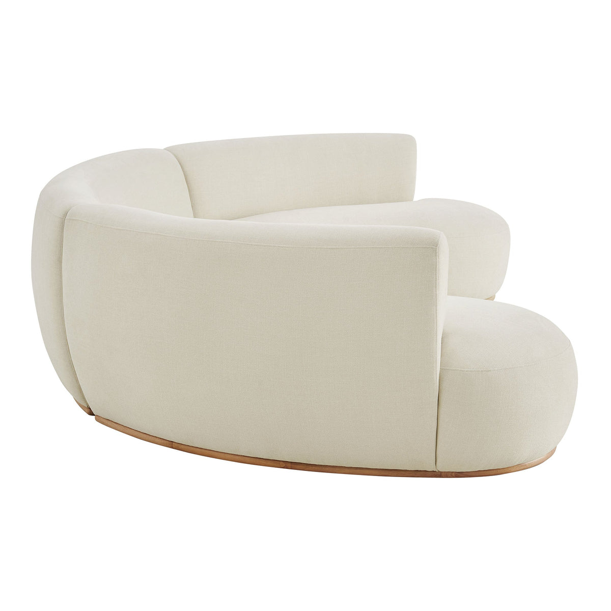 Rialta Ecru 3 Piece Curved Slub Weave Fabric Sectional Sofa