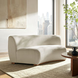 Rialta Ecru Curved Armless Slub Weave Fabric Sectional Loveseat