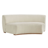 Rialta Ecru Curved Armless Slub Weave Fabric Sectional Loveseat