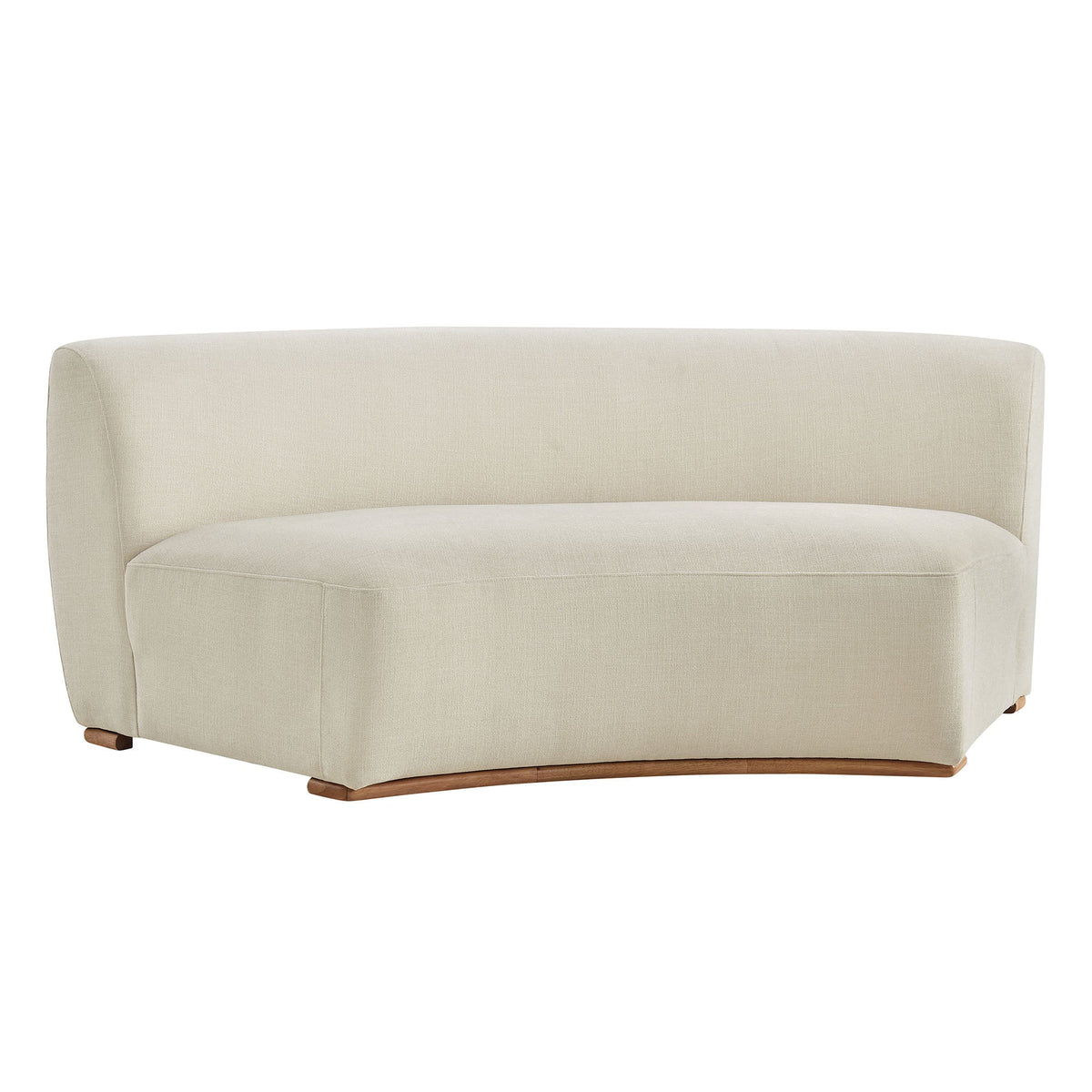Rialta Ecru Curved Armless Slub Weave Fabric Sectional Loveseat