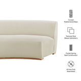 Rialta Ecru Curved Armless Slub Weave Fabric Sectional Loveseat