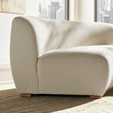 Rialta Ecru Curved Armless Slub Weave Fabric Sectional Loveseat