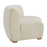 Rialta Ecru Curved Armless Slub Weave Fabric Sectional Loveseat