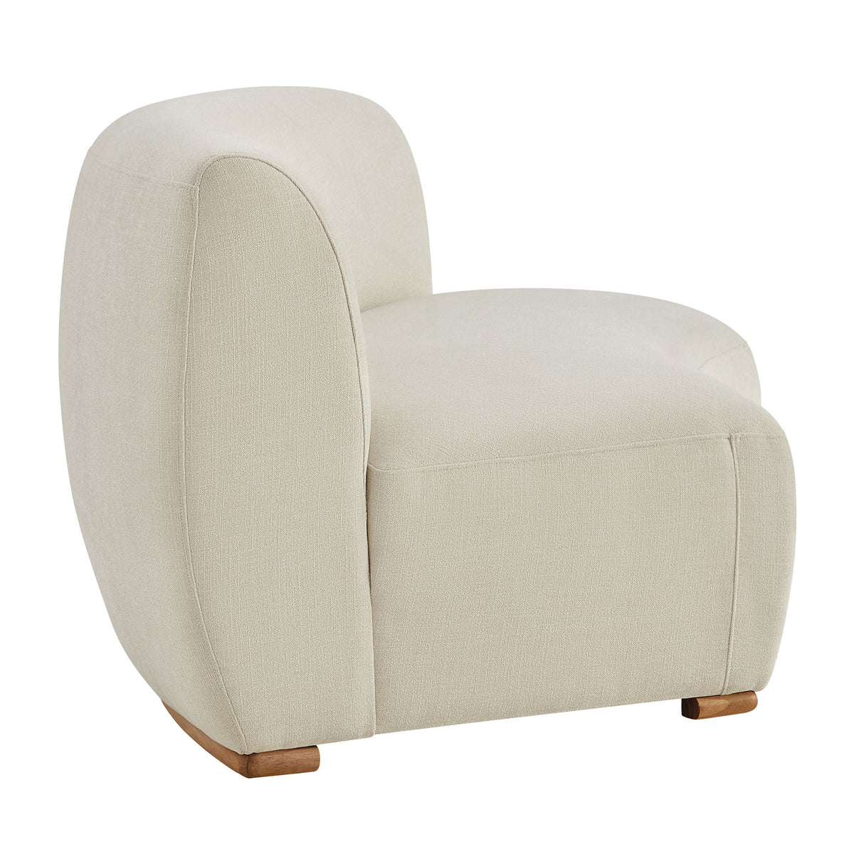 Rialta Ecru Curved Armless Slub Weave Fabric Sectional Loveseat