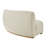 Rialta Ecru Curved Armless Slub Weave Fabric Sectional Loveseat