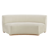 Rialta Ecru Curved Armless Slub Weave Fabric Sectional Loveseat