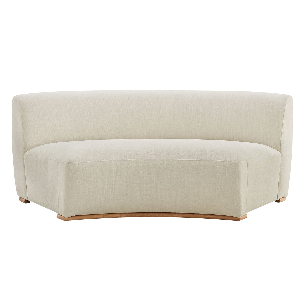 Rialta Ecru Curved Armless Slub Weave Fabric Sectional Loveseat