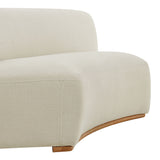 Rialta Ecru Curved Armless Slub Weave Fabric Sectional Loveseat