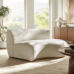 Rialta Ecru Curved Right-Arm Slub Weave Fabric Sectional Loveseat - Ornate Home