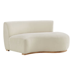 Rialta Ecru Curved Right-Arm Slub Weave Fabric Sectional Loveseat - Ornate Home