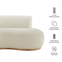 Rialta Ecru Curved Right-Arm Slub Weave Fabric Sectional Loveseat - Ornate Home