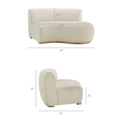 Rialta Ecru Curved Right-Arm Slub Weave Fabric Sectional Loveseat - Ornate Home