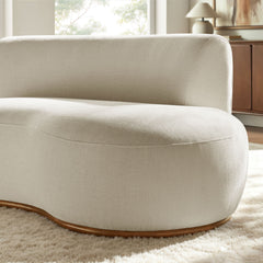 Rialta Ecru Curved Right-Arm Slub Weave Fabric Sectional Loveseat - Ornate Home