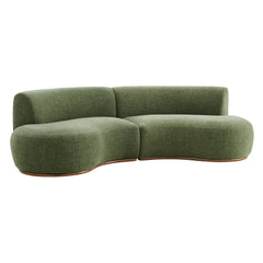 Rialta Foliage 2 Piece Curved Slub Weave Fabric Sectional Sofa - Ornate Home