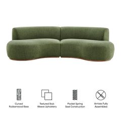 Rialta Foliage 2 Piece Curved Slub Weave Fabric Sectional Sofa - Ornate Home