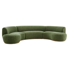 Rialta Foliage 3 Piece Curved Slub Weave Fabric Sectional Sofa - Ornate Home