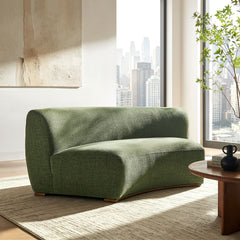 Rialta Foliage Curved Armless Slub Weave Fabric Sectional Loveseat