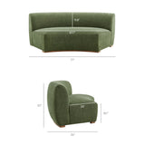 Rialta Foliage Curved Armless Slub Weave Fabric Sectional Loveseat - Ornate Home