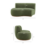 Rialta Foliage Curved Left-Arm Slub Weave Fabric Sectional Loveseat - Ornate Home