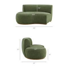Rialta Foliage Curved Left-Arm Slub Weave Fabric Sectional Loveseat - Ornate Home