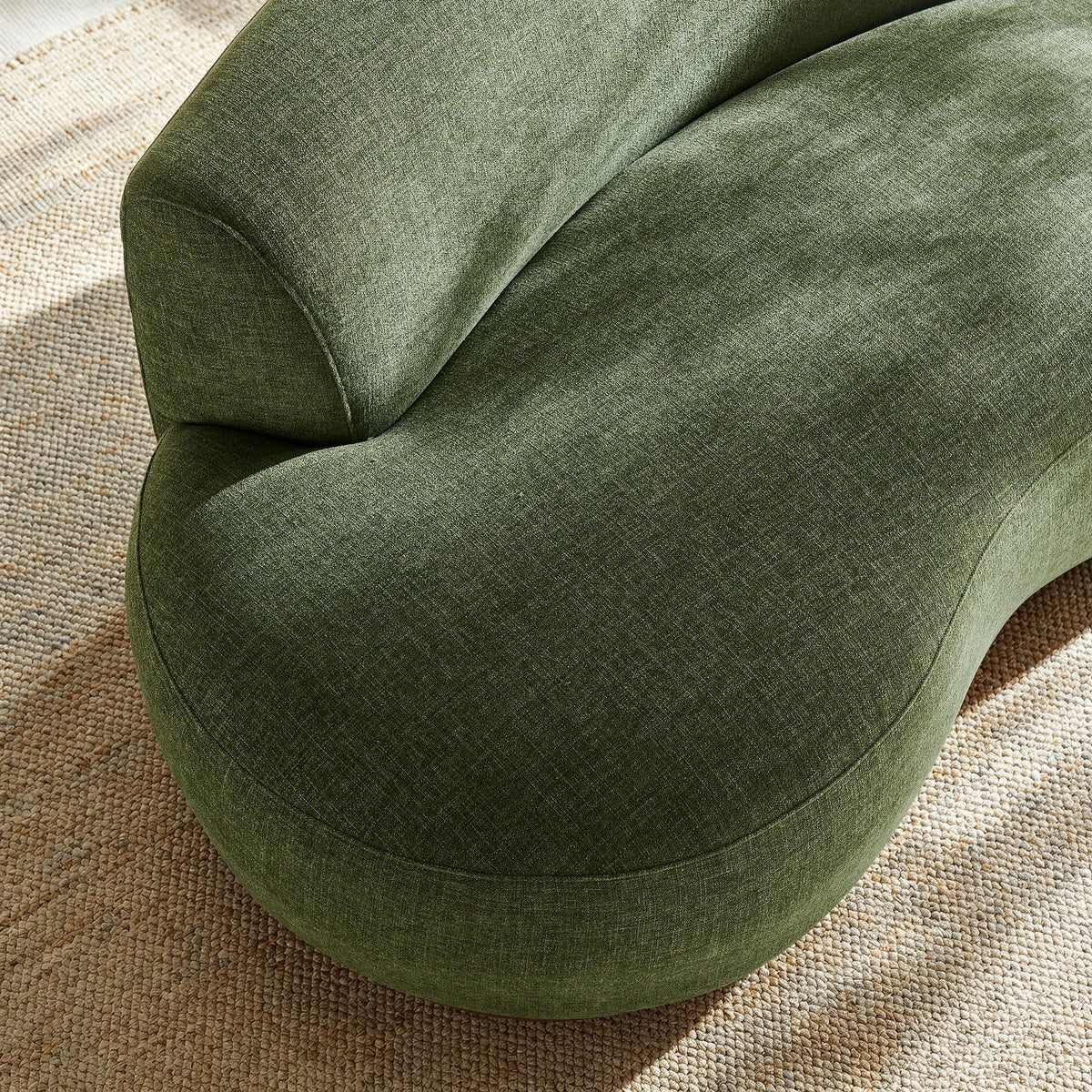 Rialta Foliage Curved Left-Arm Slub Weave Fabric Sectional Loveseat - Ornate Home