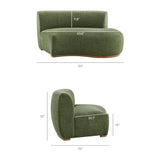Rialta Foliage Curved Right-Arm Slub Weave Fabric Sectional Loveseat - Ornate Home