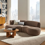 Rialta Mocha 2 Piece Curved Slub Weave Fabric Sectional Sofa - Ornate Home