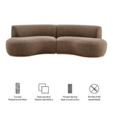 Rialta Mocha 2 Piece Curved Slub Weave Fabric Sectional Sofa - Ornate Home