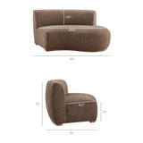 Rialta Mocha 2 Piece Curved Slub Weave Fabric Sectional Sofa - Ornate Home