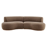 Rialta Mocha 2 Piece Curved Slub Weave Fabric Sectional Sofa - Ornate Home