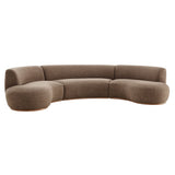 Rialta Mocha 3 Piece Curved Slub Weave Fabric Sectional Sofa - Ornate Home