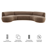 Rialta Mocha 3 Piece Curved Slub Weave Fabric Sectional Sofa - Ornate Home
