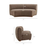 Rialta Mocha 3 Piece Curved Slub Weave Fabric Sectional Sofa - Ornate Home