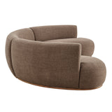 Rialta Mocha 3 Piece Curved Slub Weave Fabric Sectional Sofa - Ornate Home