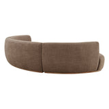 Rialta Mocha 3 Piece Curved Slub Weave Fabric Sectional Sofa - Ornate Home