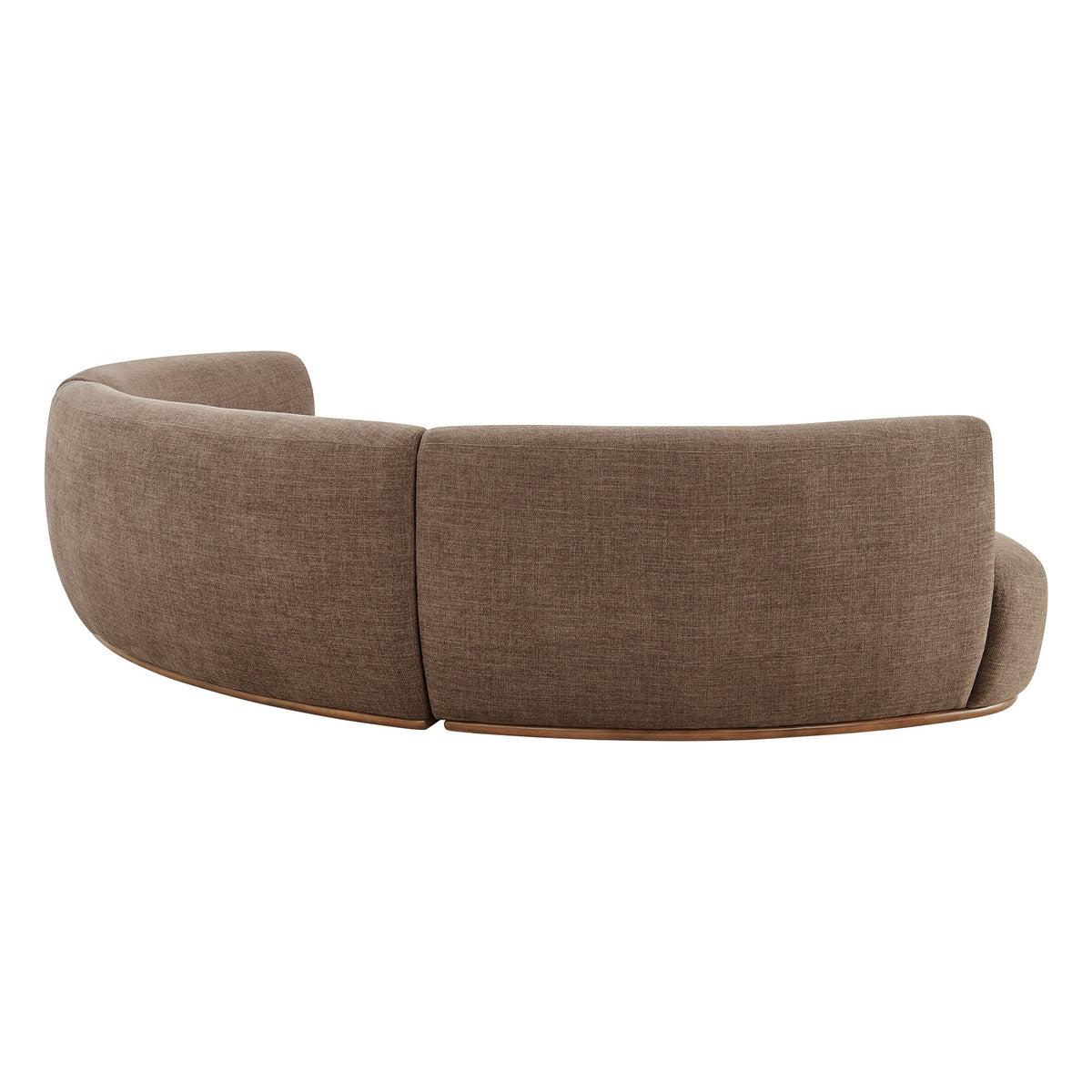Rialta Mocha 3 Piece Curved Slub Weave Fabric Sectional Sofa - Ornate Home
