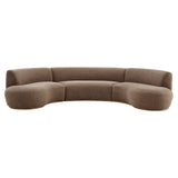 Rialta Mocha 3 Piece Curved Slub Weave Fabric Sectional Sofa - Ornate Home