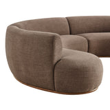 Rialta Mocha 3 Piece Curved Slub Weave Fabric Sectional Sofa - Ornate Home