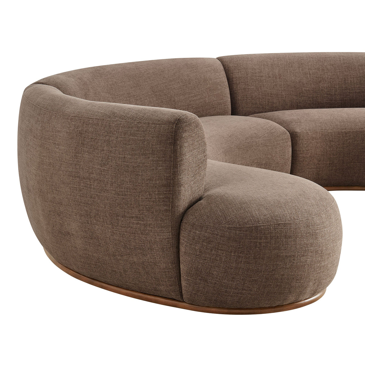 Rialta Mocha 3 Piece Curved Slub Weave Fabric Sectional Sofa - Ornate Home