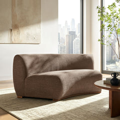 Rialta Mocha Curved Armless Slub Weave Fabric Sectional Loveseat