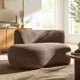 Rialta Mocha Curved Left-Arm Slub Weave Fabric Sectional Loveseat