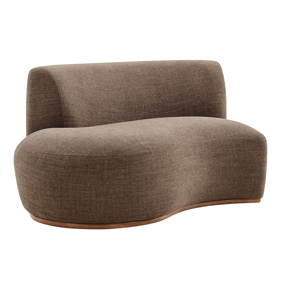 Rialta Mocha Curved Left-Arm Slub Weave Fabric Sectional Loveseat