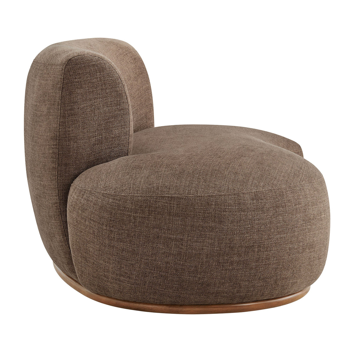 Rialta Mocha Curved Left-Arm Slub Weave Fabric Sectional Loveseat