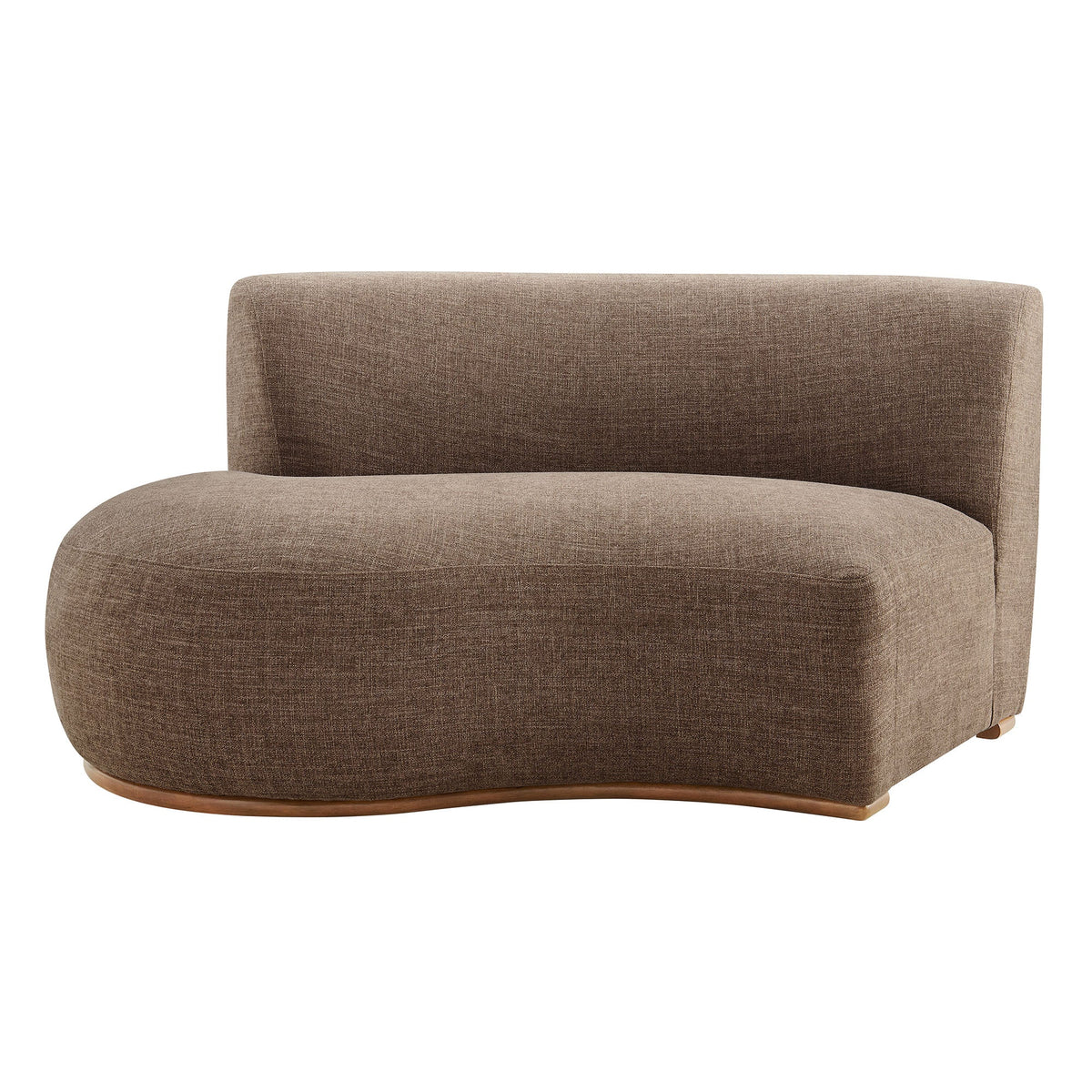 Rialta Mocha Curved Left-Arm Slub Weave Fabric Sectional Loveseat