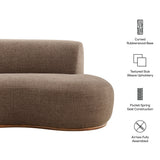 Rialta Mocha Curved Right-Arm Slub Weave Fabric Sectional Loveseat